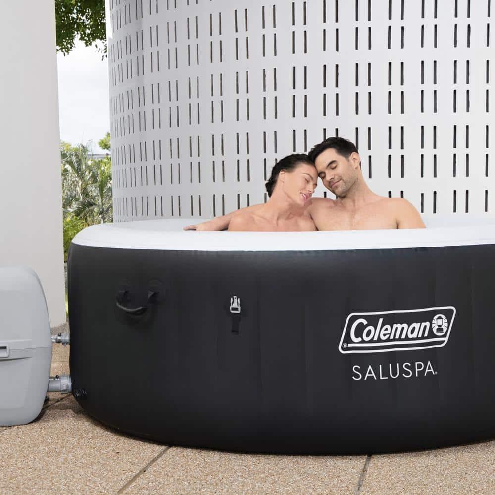 Bestway Coleman Miami AirJet Square Inflatable Hot Tub with EnergySense Cover, Black