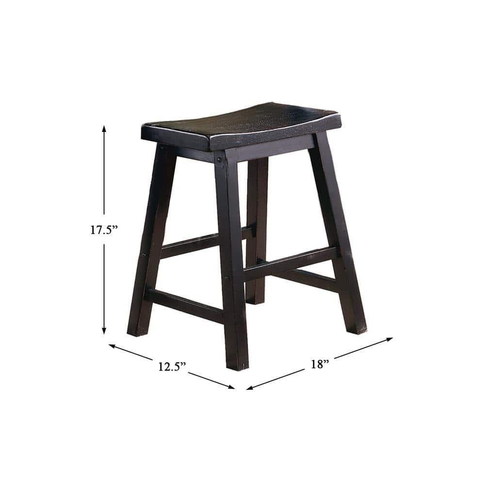Homelegance 18 Inch Dining Height Wooden Saddleback Seat Barstool, Black