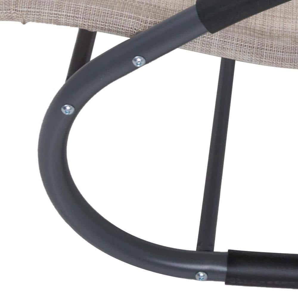 Crestlive Products Patio Outdoor Rocking Chair Curved Rocker Chaise Lounge Chair with Pillow Beige