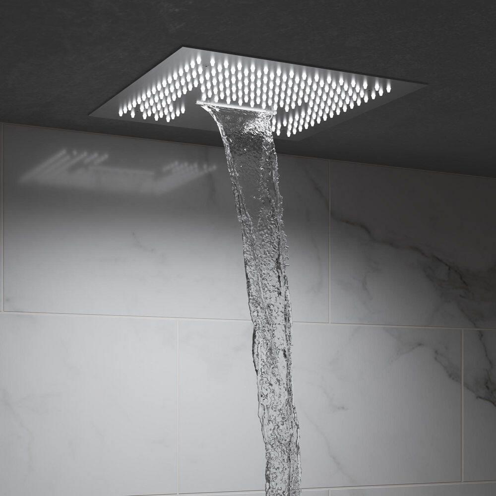 EVERSTEIN 12 in. Dual Rain Shower Heads System, 1.8 GPM Muti Spray Patterns Wall & Celling Mounted Shower Head with Handheld Shower Sparyer, Side Jets & Knob Valve Body, Brushed Nickel