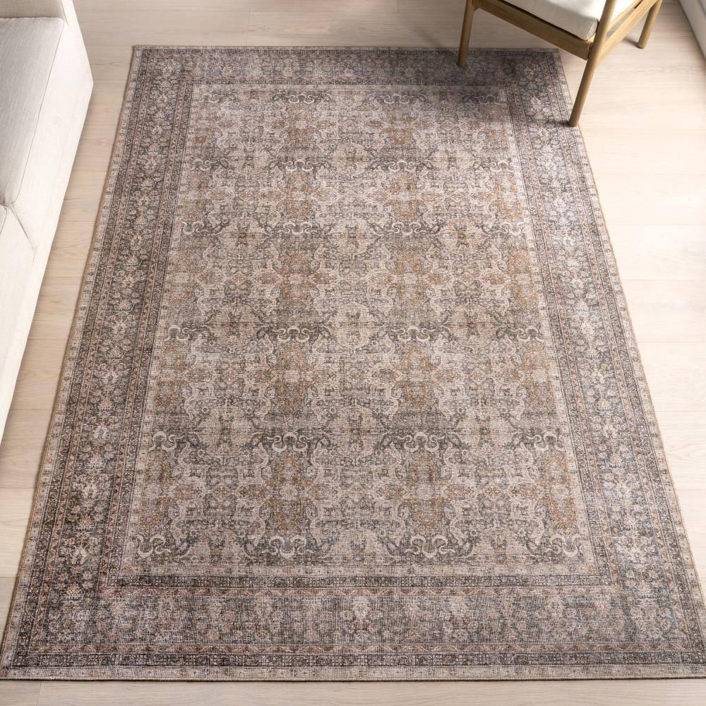 Nuloom Hillstone Collection Else Traditional Vintage Medallion Area Rug, 4' x 6', Beige