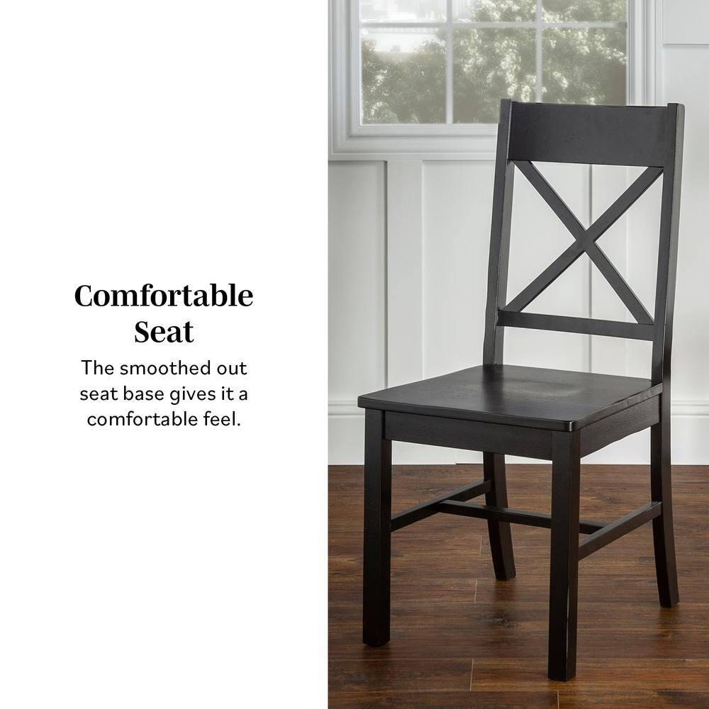Walker Edison Traditional Wood Dining Chair, Set of 2, Antique Brown