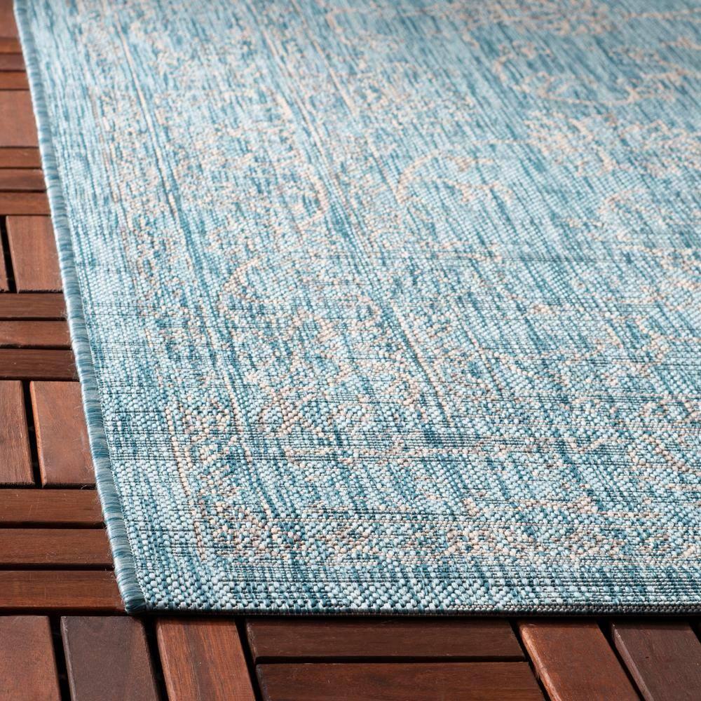 Courtyard CY8680 Power Loomed Indoor and Outdoor Area Rug - Aqua/Grey - 8'x11' - Safavieh