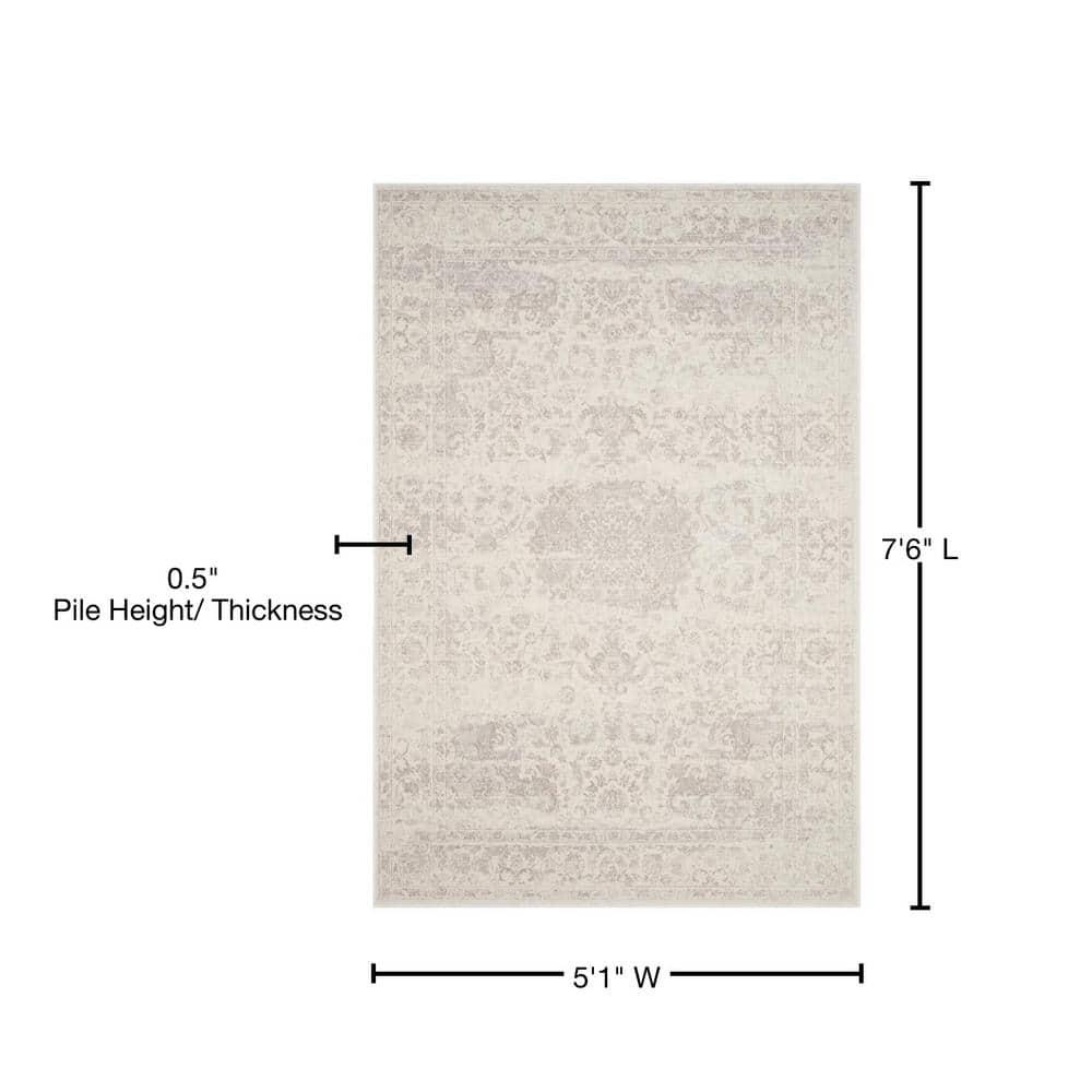 Carnegie CNG631 Power Loomed Area Rug - Cream/Light Grey - 5'1"x7'6" - Safavieh.