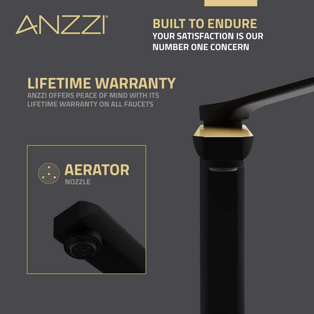 ANZZI Single-Hole Single-handle Bathroom Faucet with Drain Assembly L-AZ901MB-BG