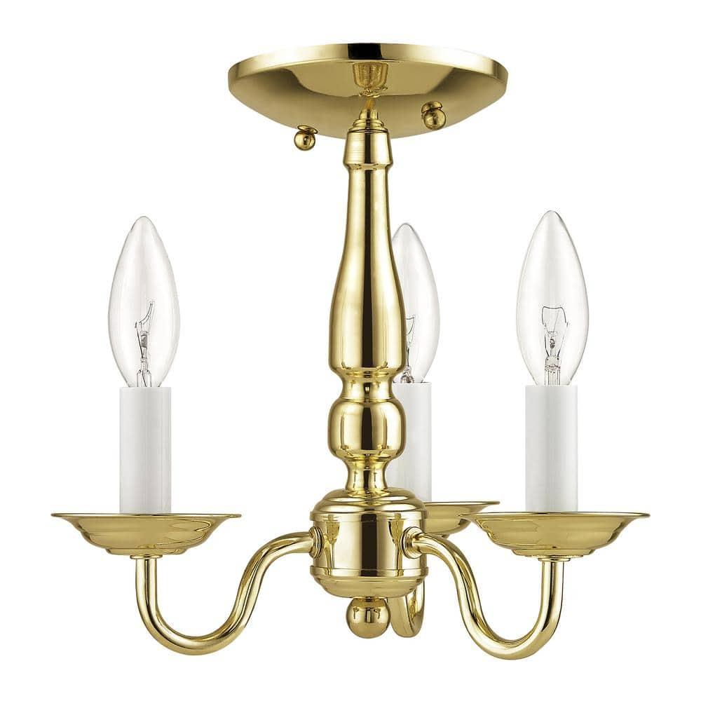 Livex Lighting Williamsburgh 3 - Light Chandelier in Polished Brass