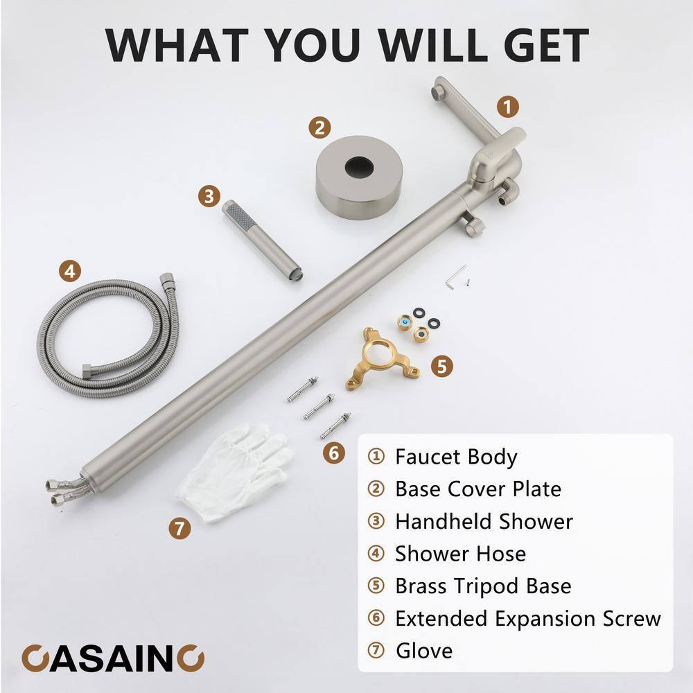 CASAINC KCLT0054-BN Single Handle Freestanding Bathtub Faucet with Diverter and Handshower