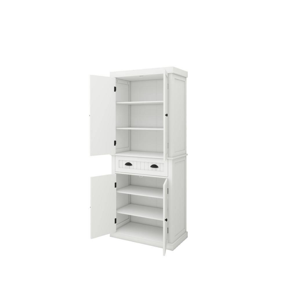 Canddidliike 71" Storage Cabinet with 4 Doors, Drawer, 2 Adjustable Shelves, Freestanding Cupboard for Dining Room Living Room, Laundry-White