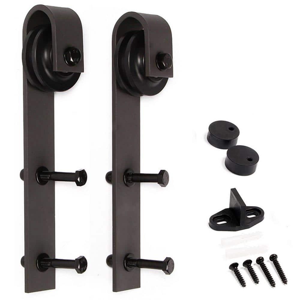 Paneled Wood and Metal K Series DIY Knotty Barn Door with Installation Hardware Kit