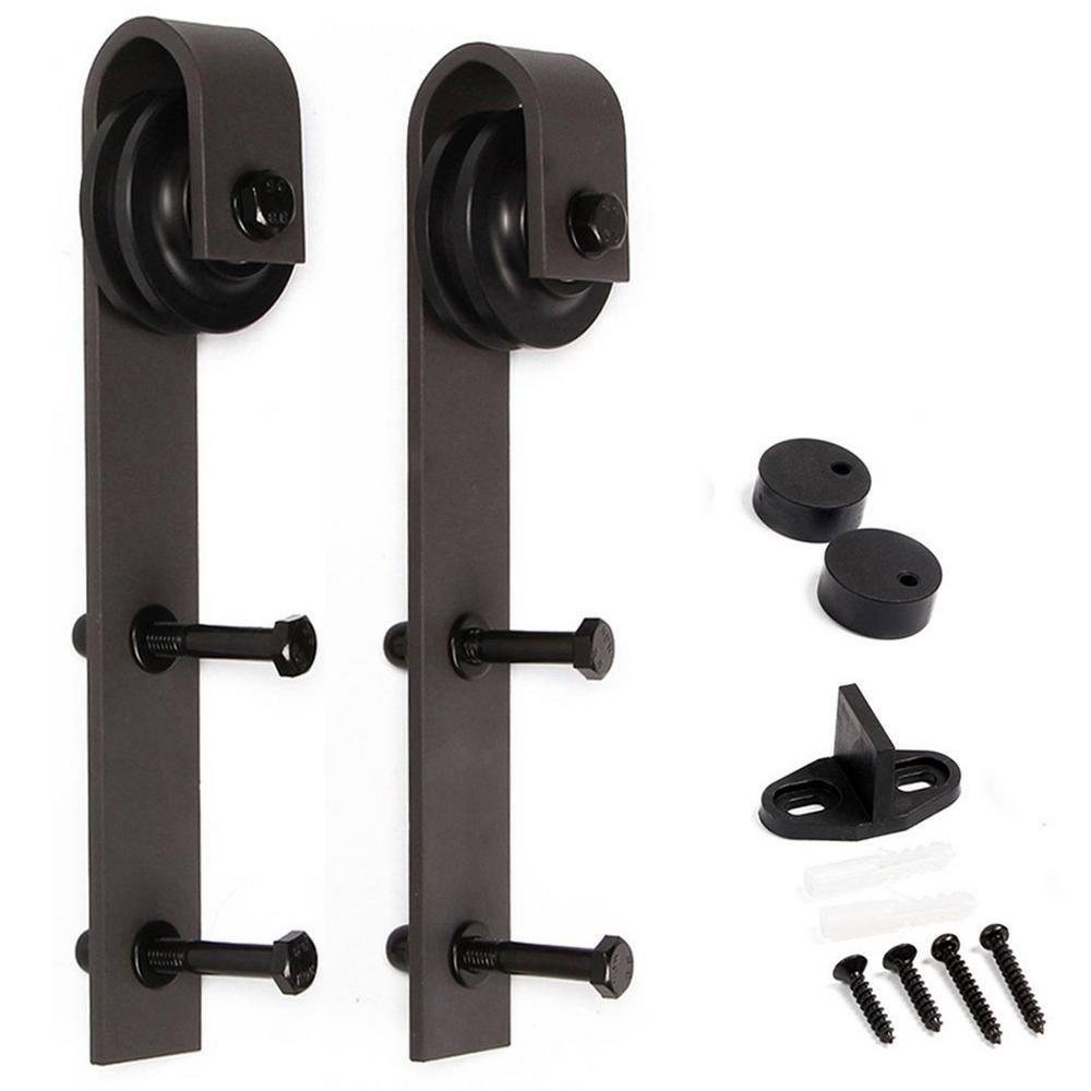 Paneled Wood and Metal K Series DIY Knotty Barn Door with Installation Hardware Kit