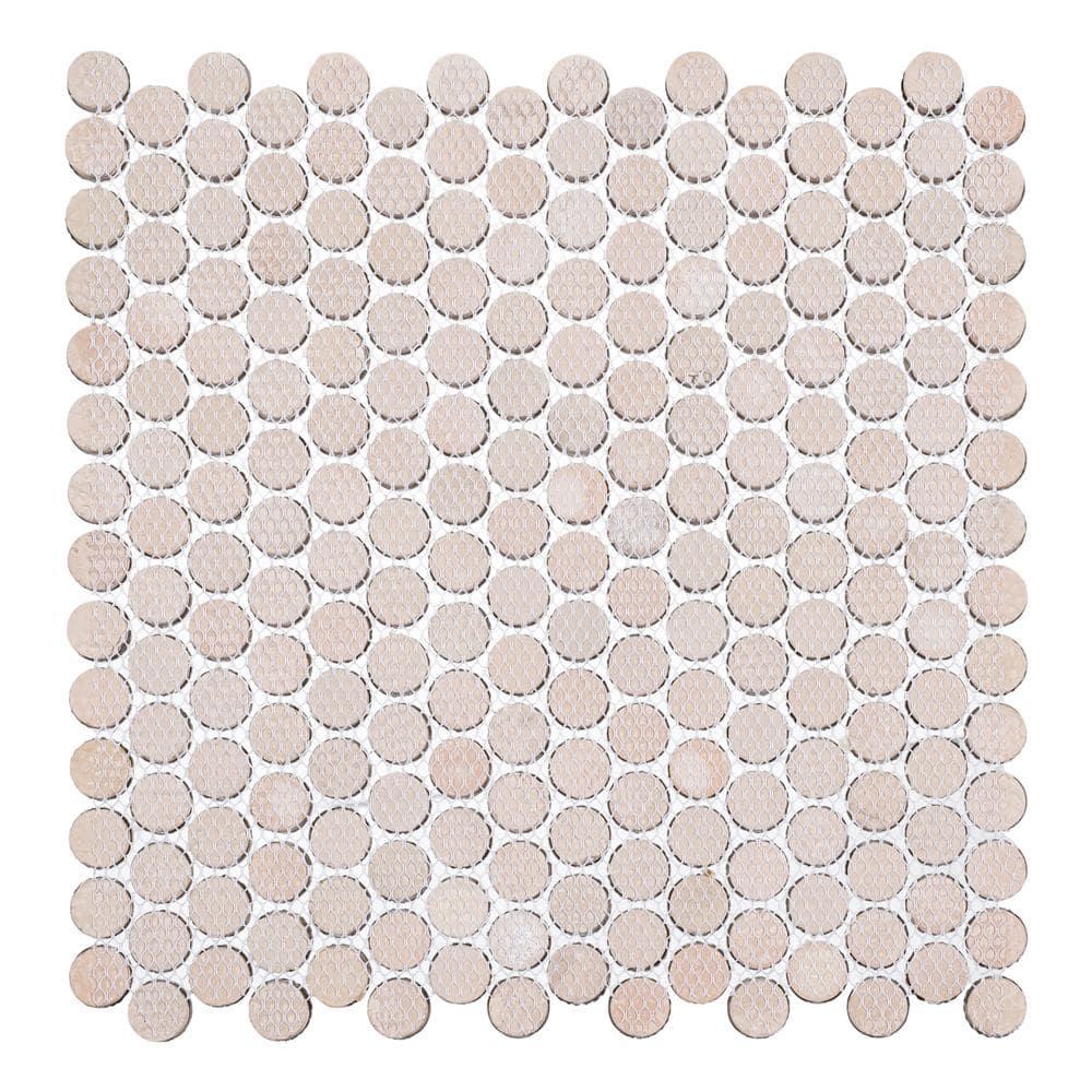 Orb 3/4" Metal Penny Round Mosaic Tile Shower Wall, Kitchen Backsplash and Wall Tile