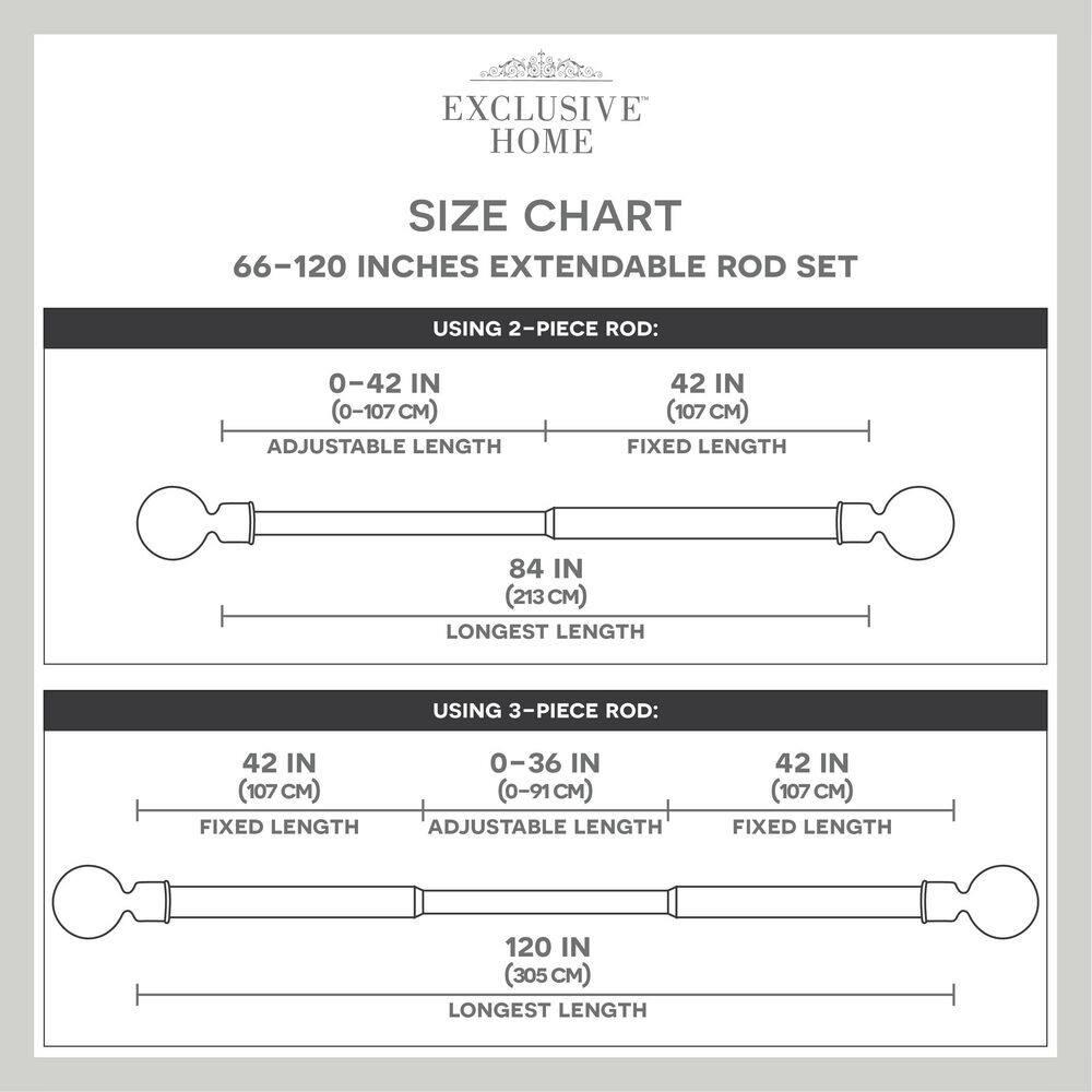 120"x66" Adjustable Sphere Curtain Rod & Finial Set Matte Bronze: 120 Inch, Iron, Single Rod, Exclusive Home