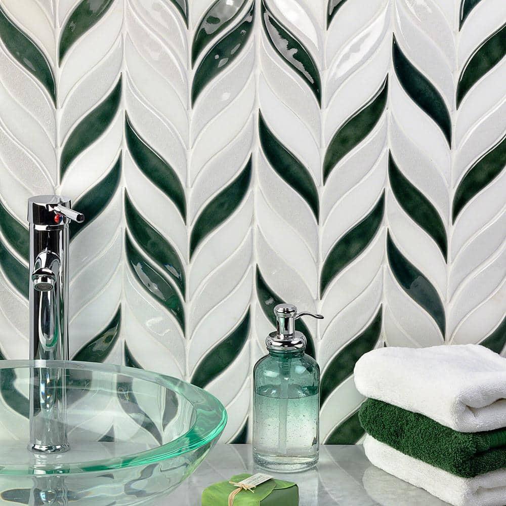 Divine Sprig 2" x 3" Ceramic Mosaic Wall Tile (0.86 Sq. Ft. / Sheet)