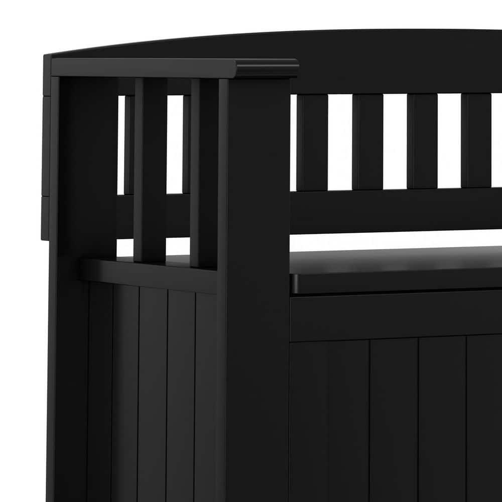 Simpli Home Acadian Solid Wood Entryway Storage Bench with Lift-Top Lid and Dual Compartments