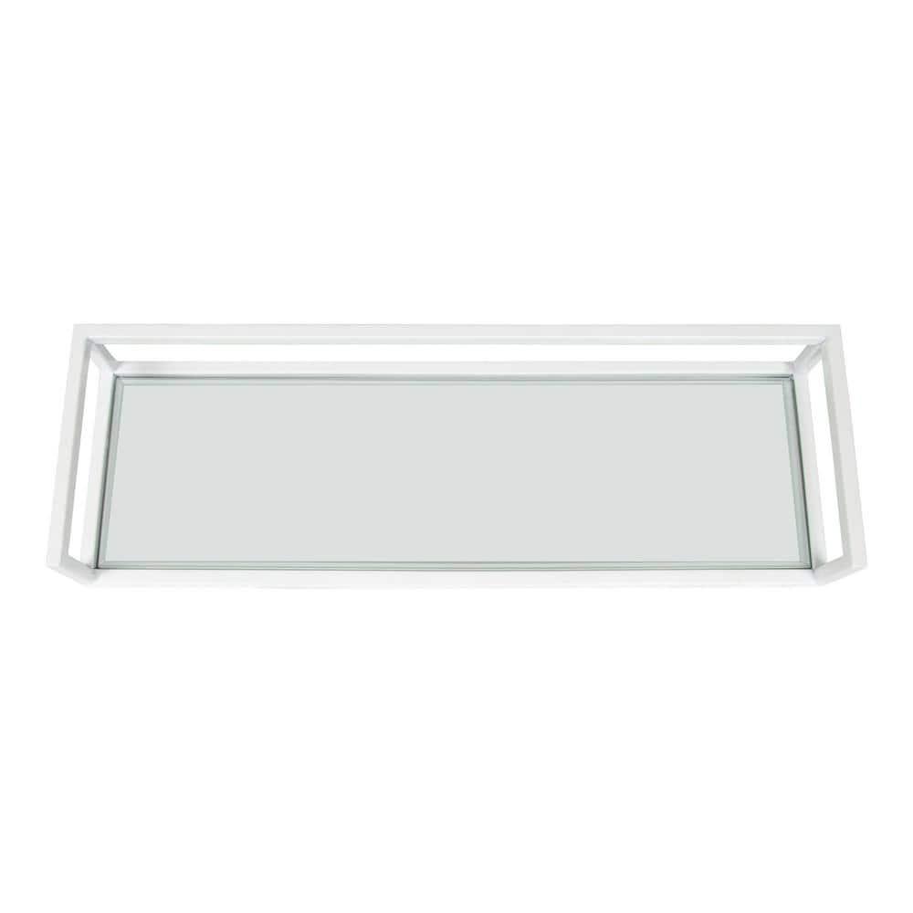 24" x 8" x 3" Blex Metal and Glass Wall Shelf White - Kate & Laurel All Things Decor: No Assembly, Open Shelving Design