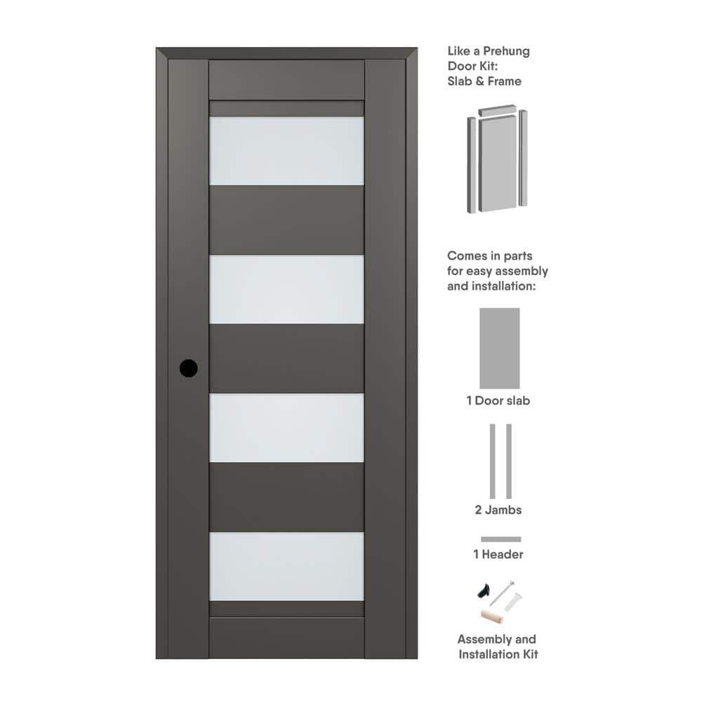 Belldinni Della DIY-FRIENDLY Manufactured Wood and Frosted Glass Single Prehung Standard Door