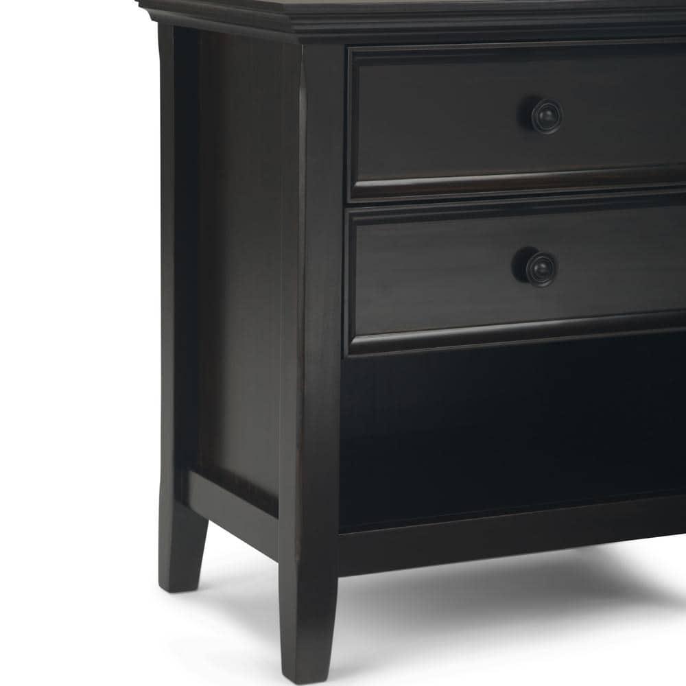 Simpli Home Amherst Wood 24" Transitional Bedside Nightstand Table in Hickory Brown