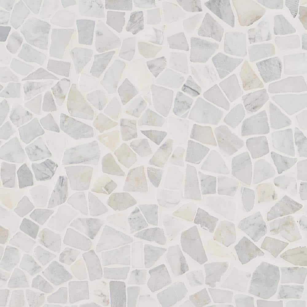 Countryside Carrara Tumbled 11.81 in. x 11.81 in. Natural Marble Floor and Wall Mosaic Tile