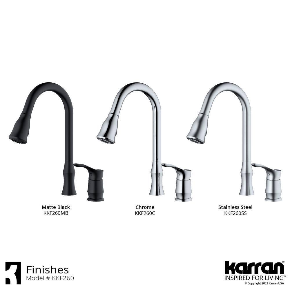 Karran Hillwood Single Handle Pull Down Sprayer Kitchen Faucet