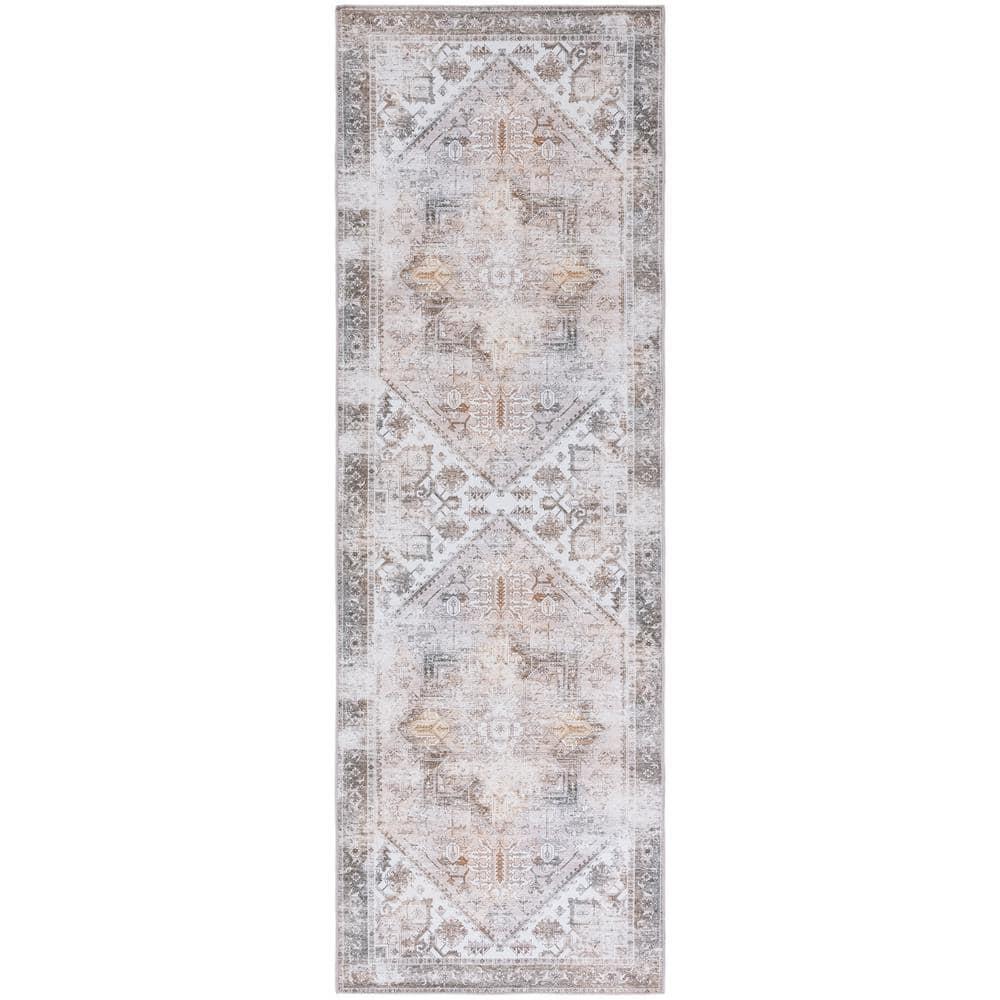 Tucson TSN102 Power Loomed Machine Washable Runner Rug - Beige/Grey - 2'6"x6' - Safavieh.