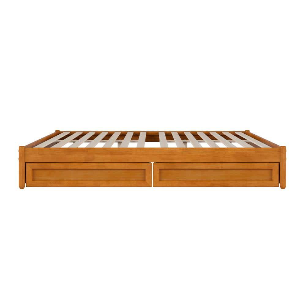 Barcelona Light Toffee King Wood Frame Platform Bed with Storage Drawers