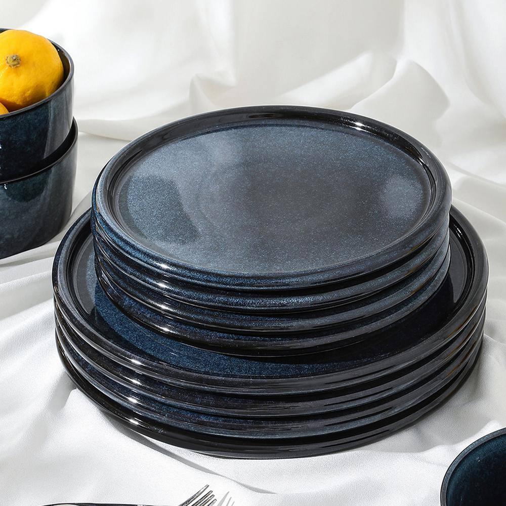 Eden 4-Piece Dark Blue Stoneware Full Set (Service for 4)