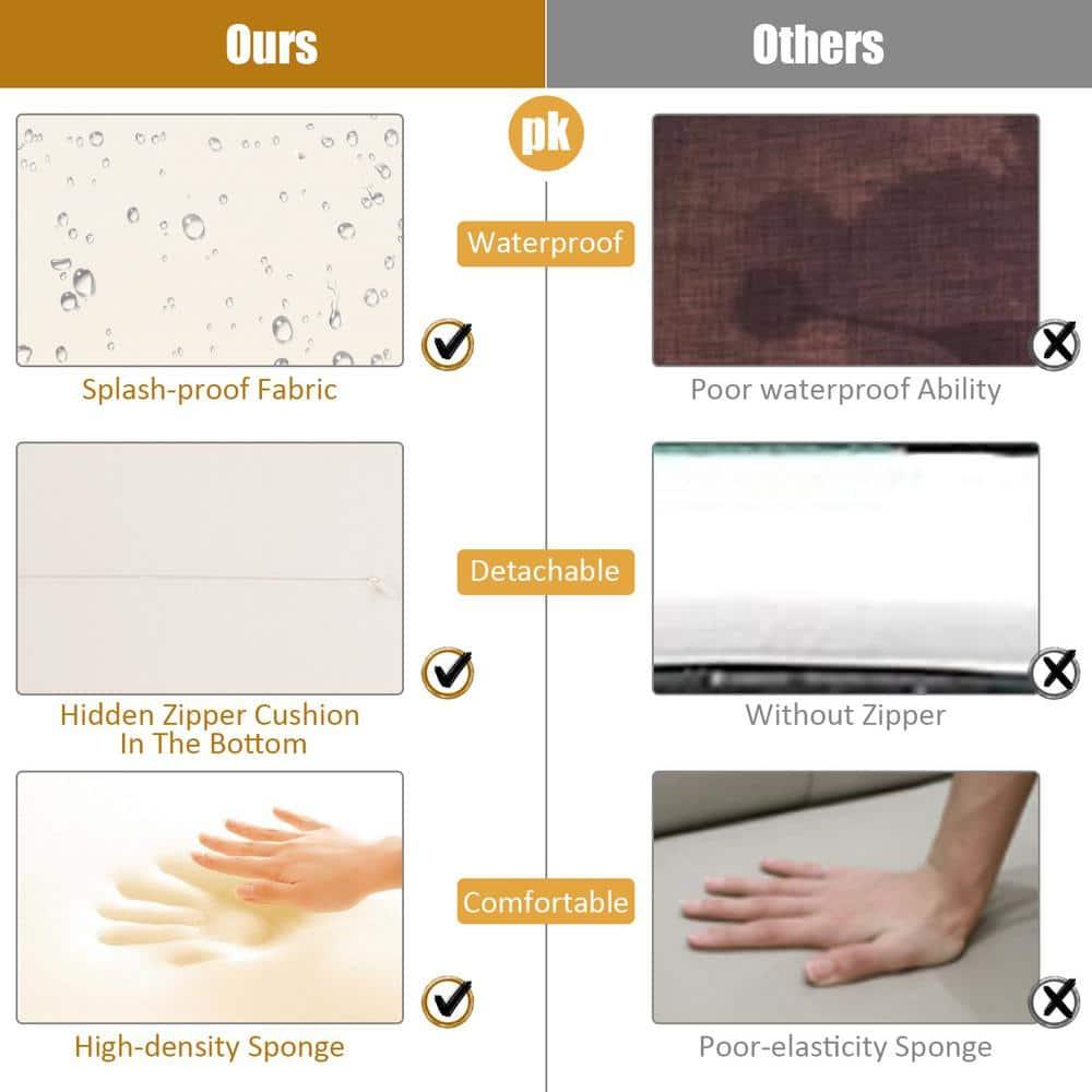 Spaco 2 Pieces Outdoor Patio Rattan Wicker Ottoman Set with Soft Cushion for Garden, Balcony, Poolside, White