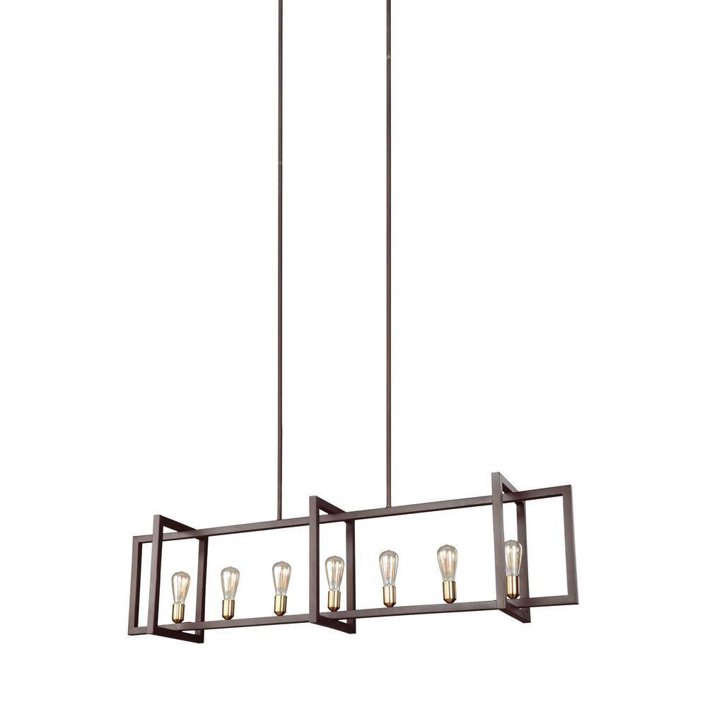Finnegan New World Bronze Geometric 7-Light Island Chandelier