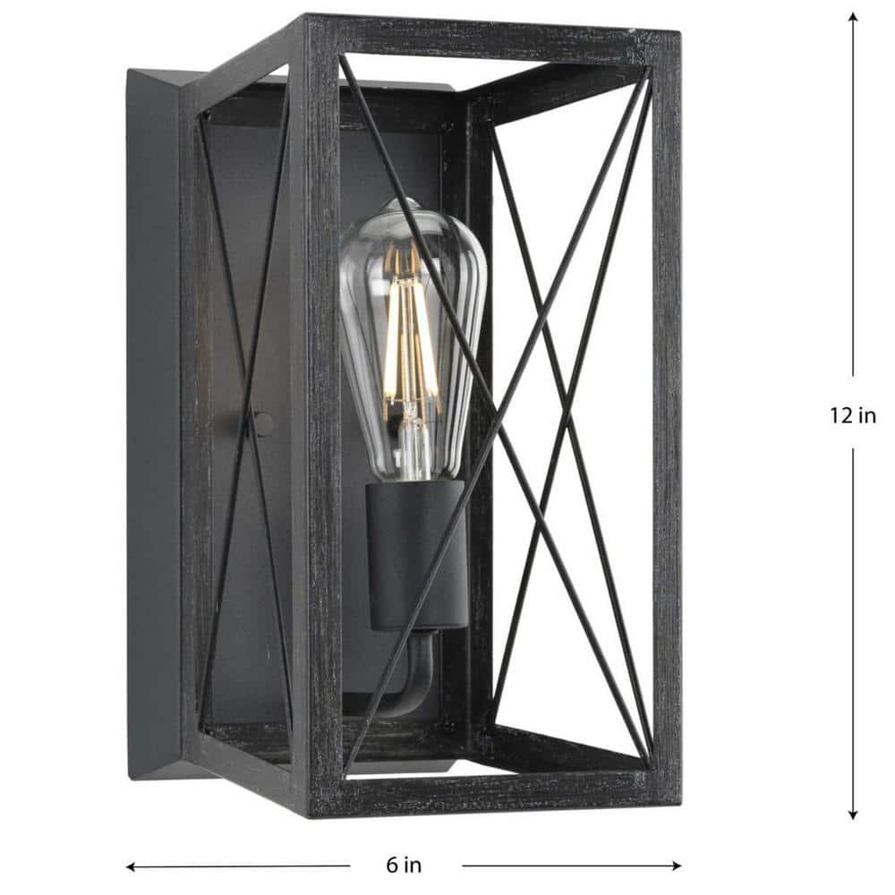 Briarwood Collection One-Light Cerused Black Oak/Black Farmhouse Wall Sconce Light