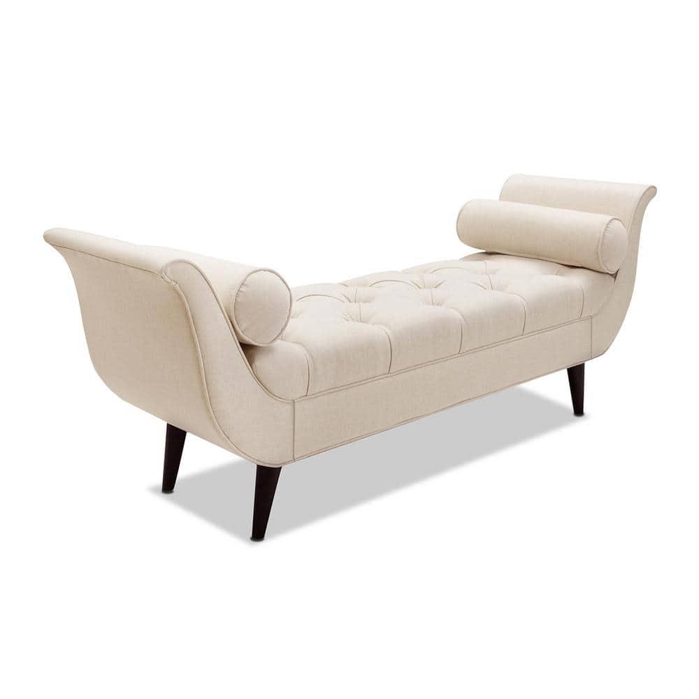 Alma Tufted Flare Arm Entryway Bench, Sky Neutral