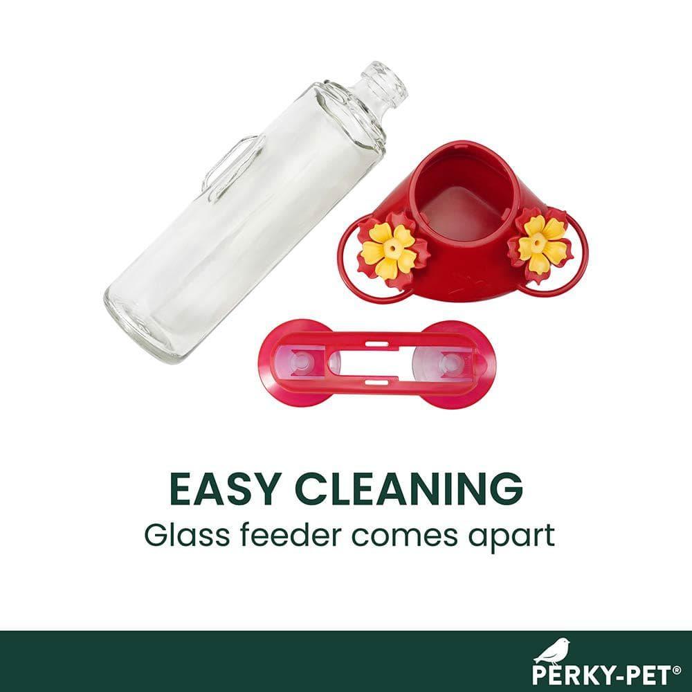 Perky-Pet 455-2 Mounted 445-2 Glass Window Hummingbird Feeder, Red – 14 oz