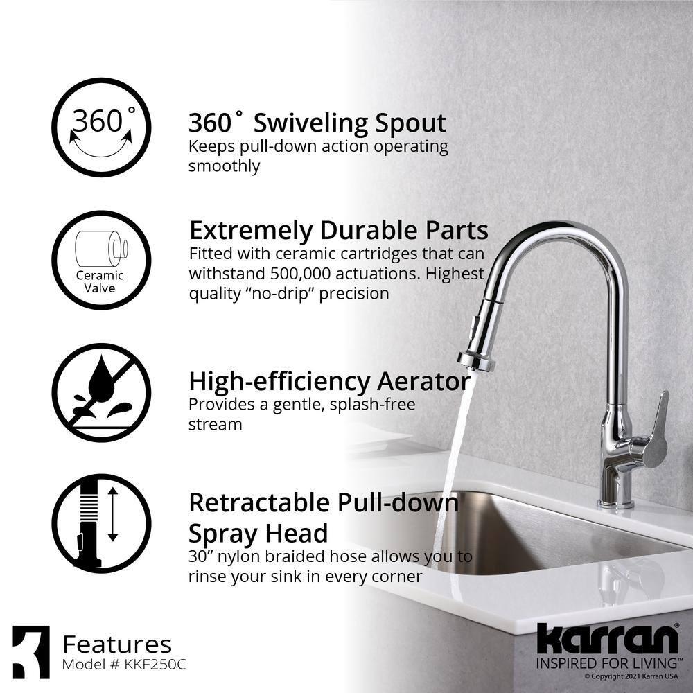 Karran Scottsdale Single Handle Pull Down Sprayer Kitchen Faucet