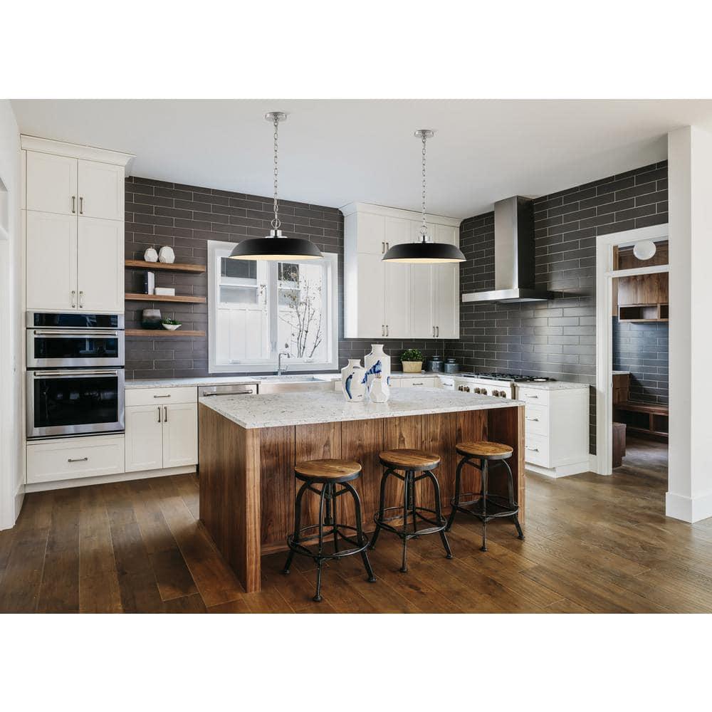 60/7485-Nuvo Lighting-Colony - 1 Light Medium Pendant In Mid-Century Modern Style-8.13 Inches Tall and 19.88 Inches Wide-Matte Black/Polished nickel