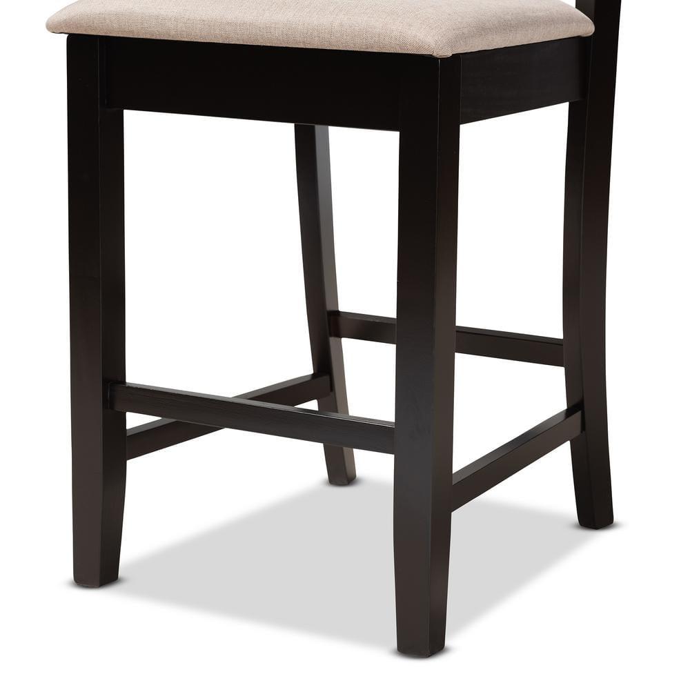 Baxton Studio Nicolette Sand Dark Brown Finished Wood 2-Piece Counter Stool Set