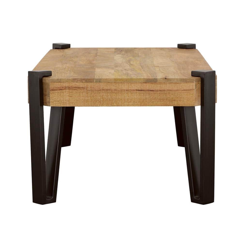 Wooden Rectangular Top Coffee Table Natural and Matte Black