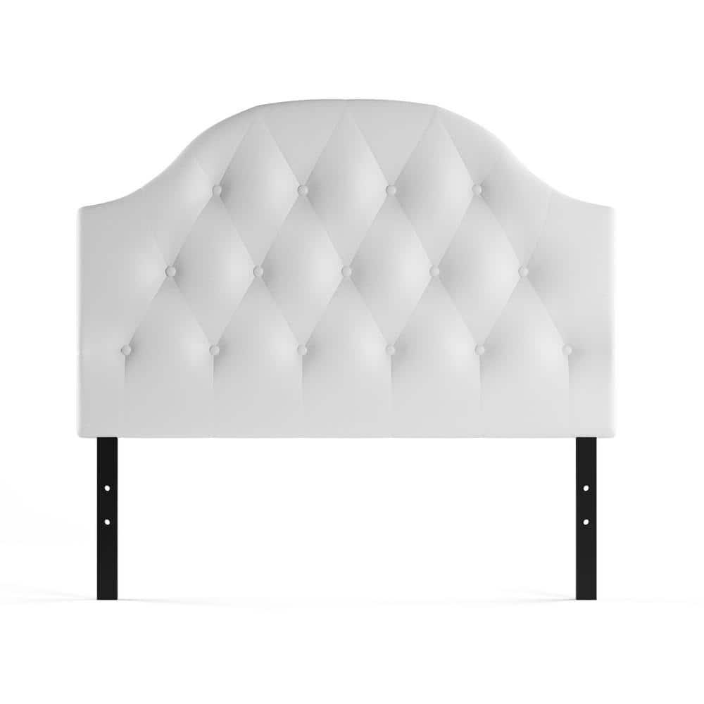Queen Morris Modern And Contemporary Faux Leather Upholstered Button-Tufted Scalloped Headboard White - Baxton Studio: Curved, Adjustable
