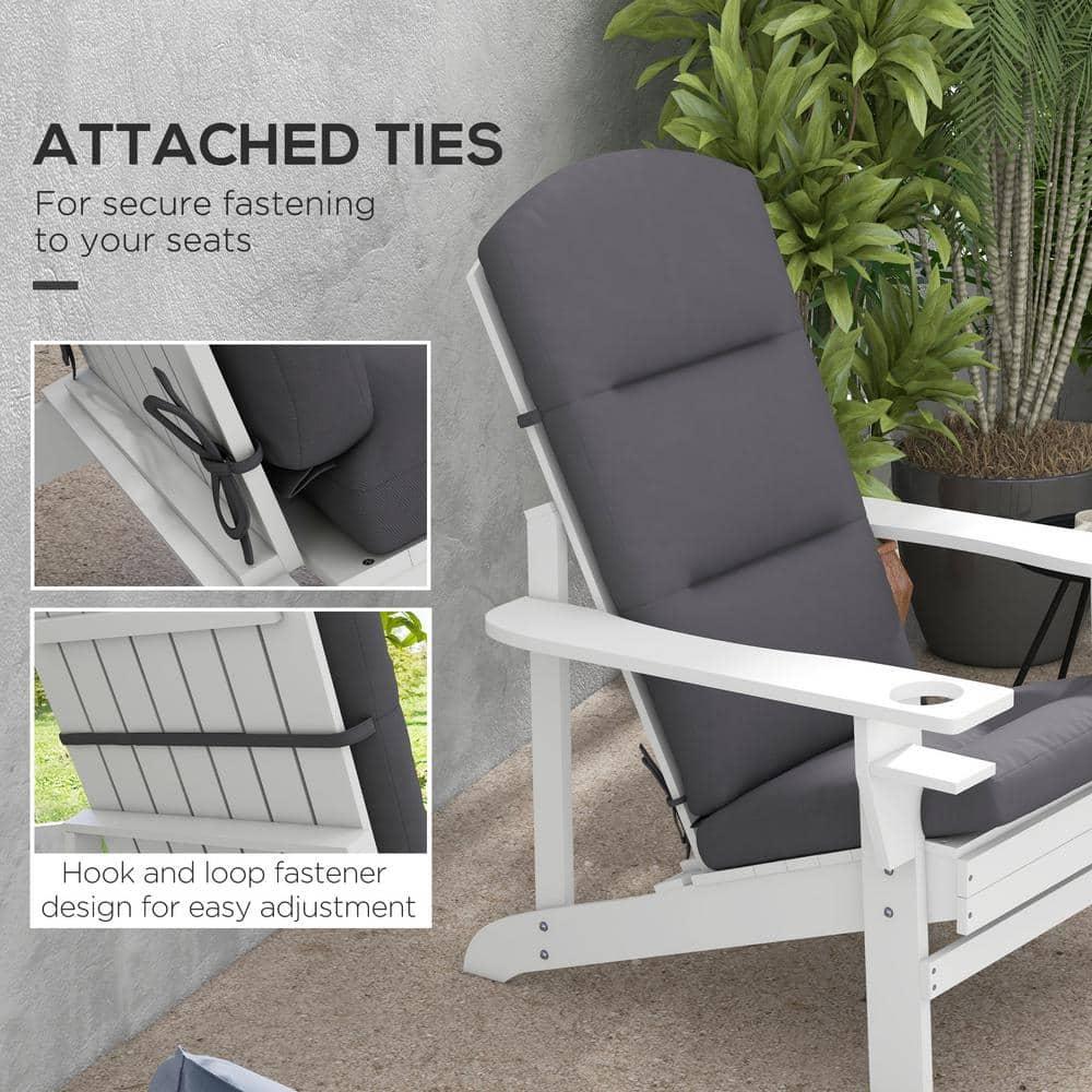Outsunny Adirondack Chair Cushions, Outdoor Chair Cushions with Seat Cushion, Back Cushion and Ties, Water Repellent Replacement Patio Seat Pads, Gray
