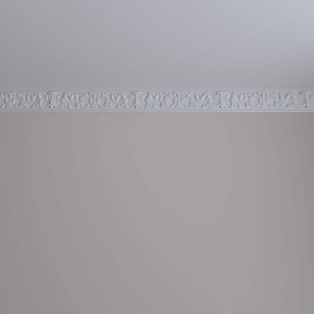 Ekena Millwork 3 1/2"H x 3/4"P x 94 1/2"L Benson Acanthus Leaf Chair Rail