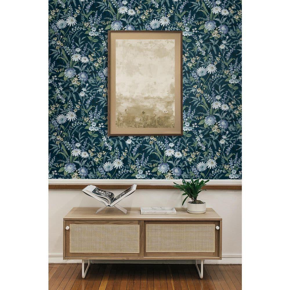 NextWall  Vintage Floral Peel and Stick Wallpaper 20.5 in. W x 18 ft. L - Teal