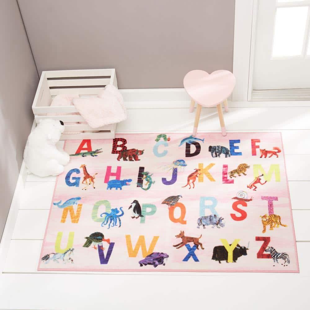 Eric Carle Alphabet Zoo Graphic/Print Pink Area Rug