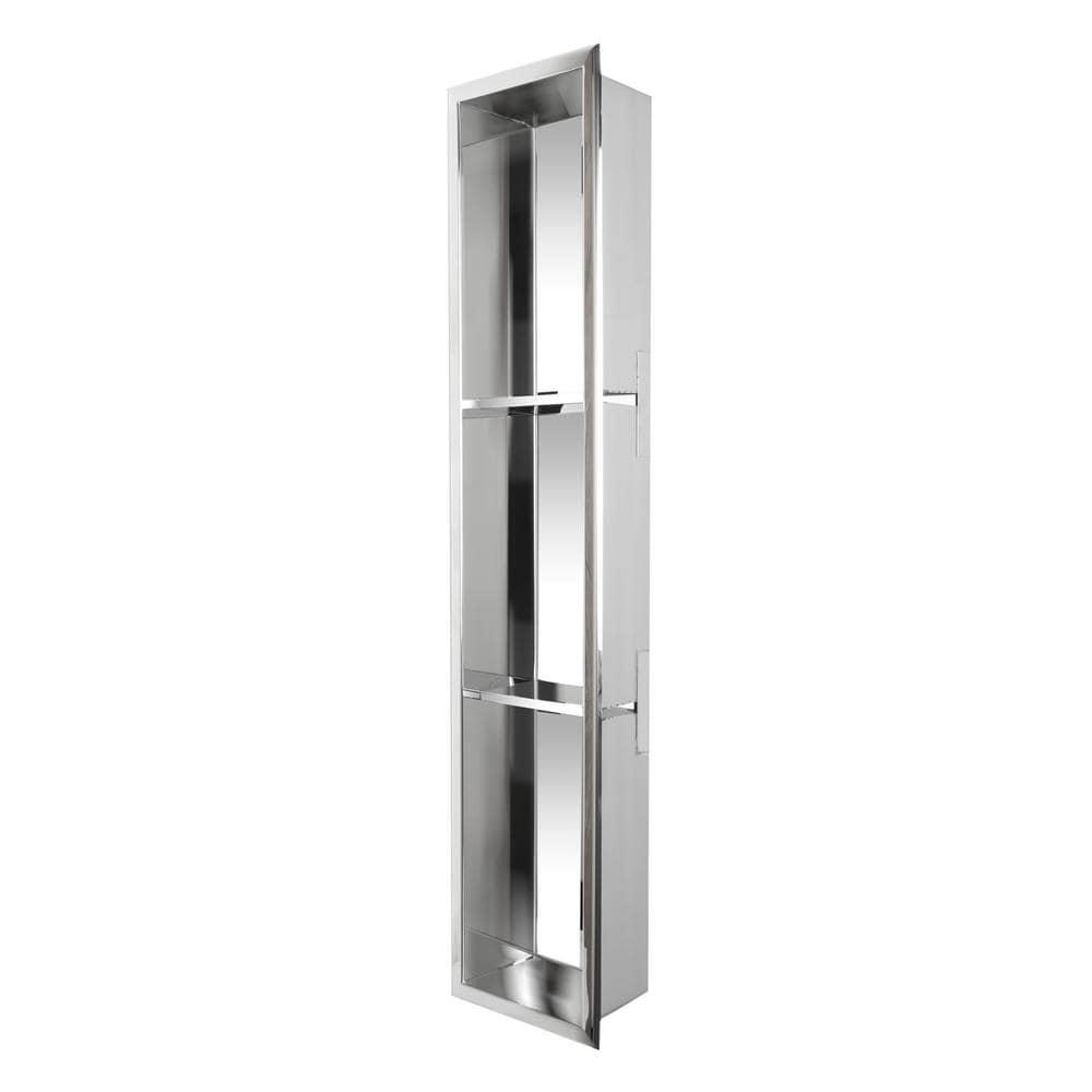 Vertical Stainless Steel Triple Shower Niche