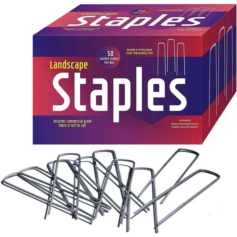 Galvanized Steel Landscape Staples for Garden and Fence, 50-Pack