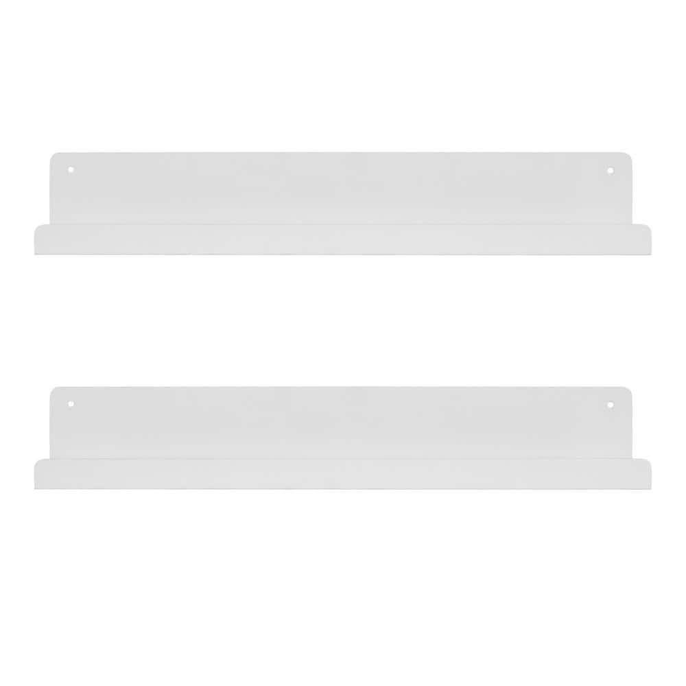 24" x 3" Mezzo Modern Metal Ledge Shelf Set White - Kate & Laurel All Things Decor