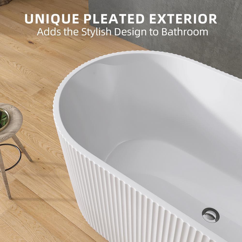 59" X 30" Freestanding Corner Soaking Acrylic Bathtub