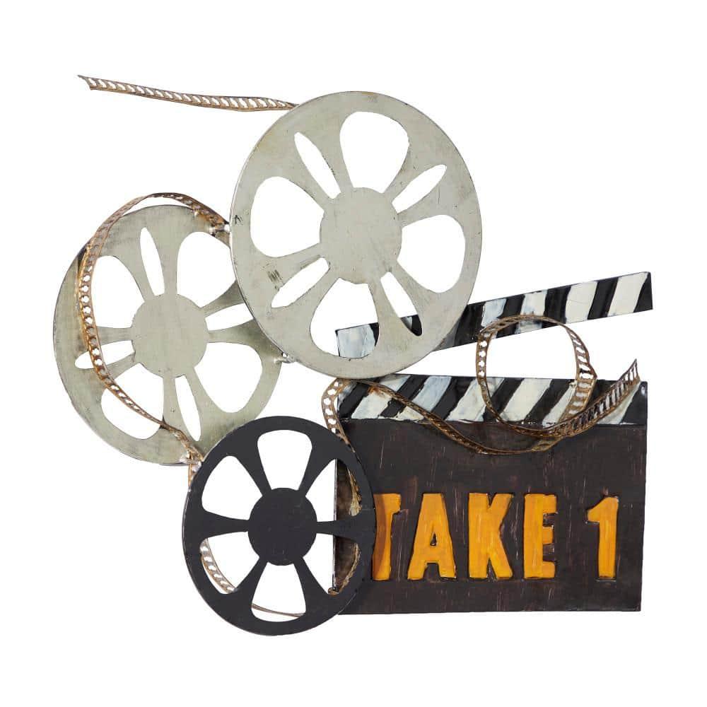 DecMode Black Metal Reels Film Wall Decor