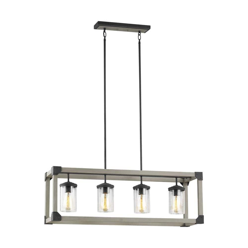 Dunning Driftwood Gray Steel 4-Light Island Chandelier
