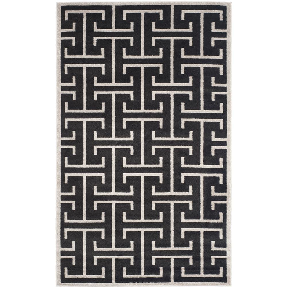 Amherst AMT404 Power Loomed Area Rug - Anthracite/Light Grey - 5'3"x8' - Safavieh.