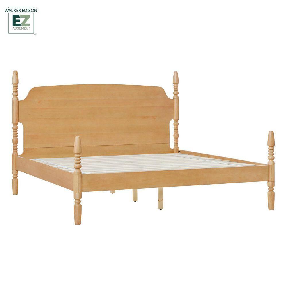Walker Edison Vivienne Traditional Easy Assembly Solid Wood Turned Spindle Bed