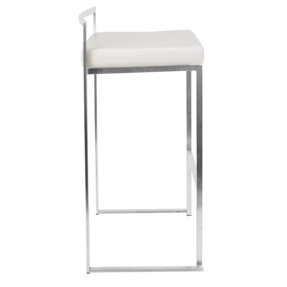 Fuji White Stackable Bar Stool (Set of 2)