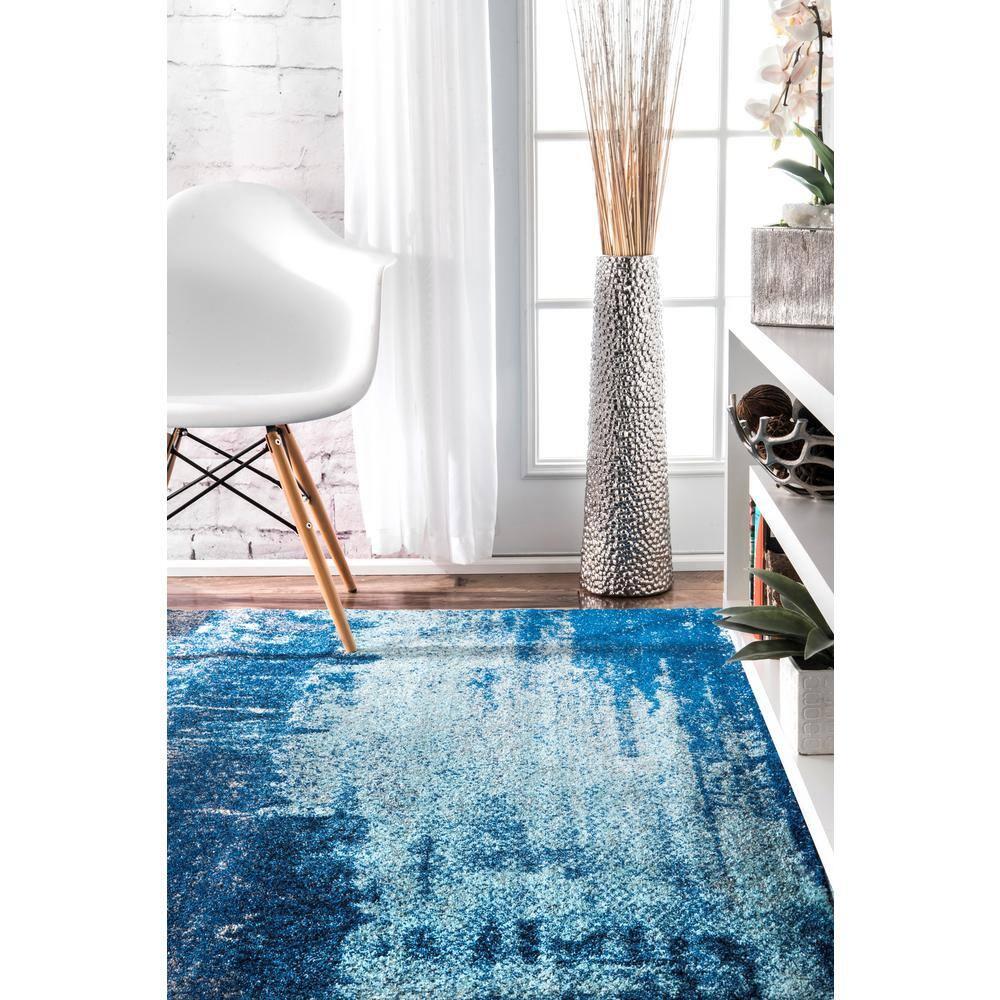 Nuloom Alayna Abstract 3x5 Accent Indoor Area Rug for Living Room Bedroom Dining Room Entryway Kitchen, Blue/Ivory